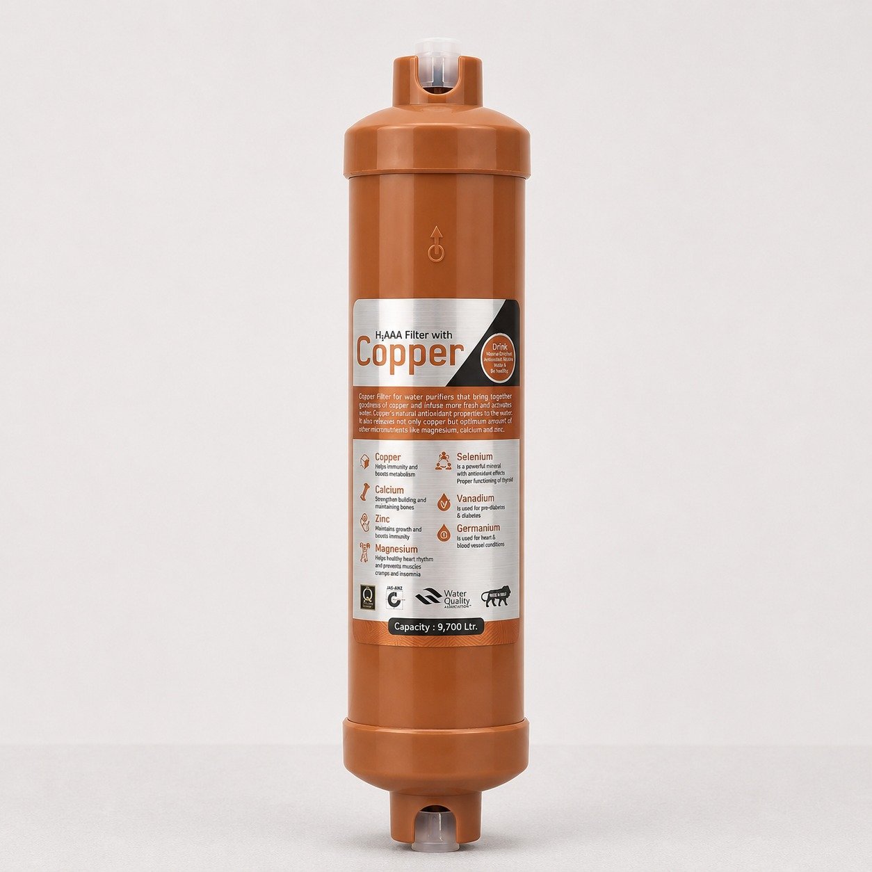Delfino.7 H₂AAA Copper Mineral Enriched Water Filter Cartridge for RO Water Purifiers