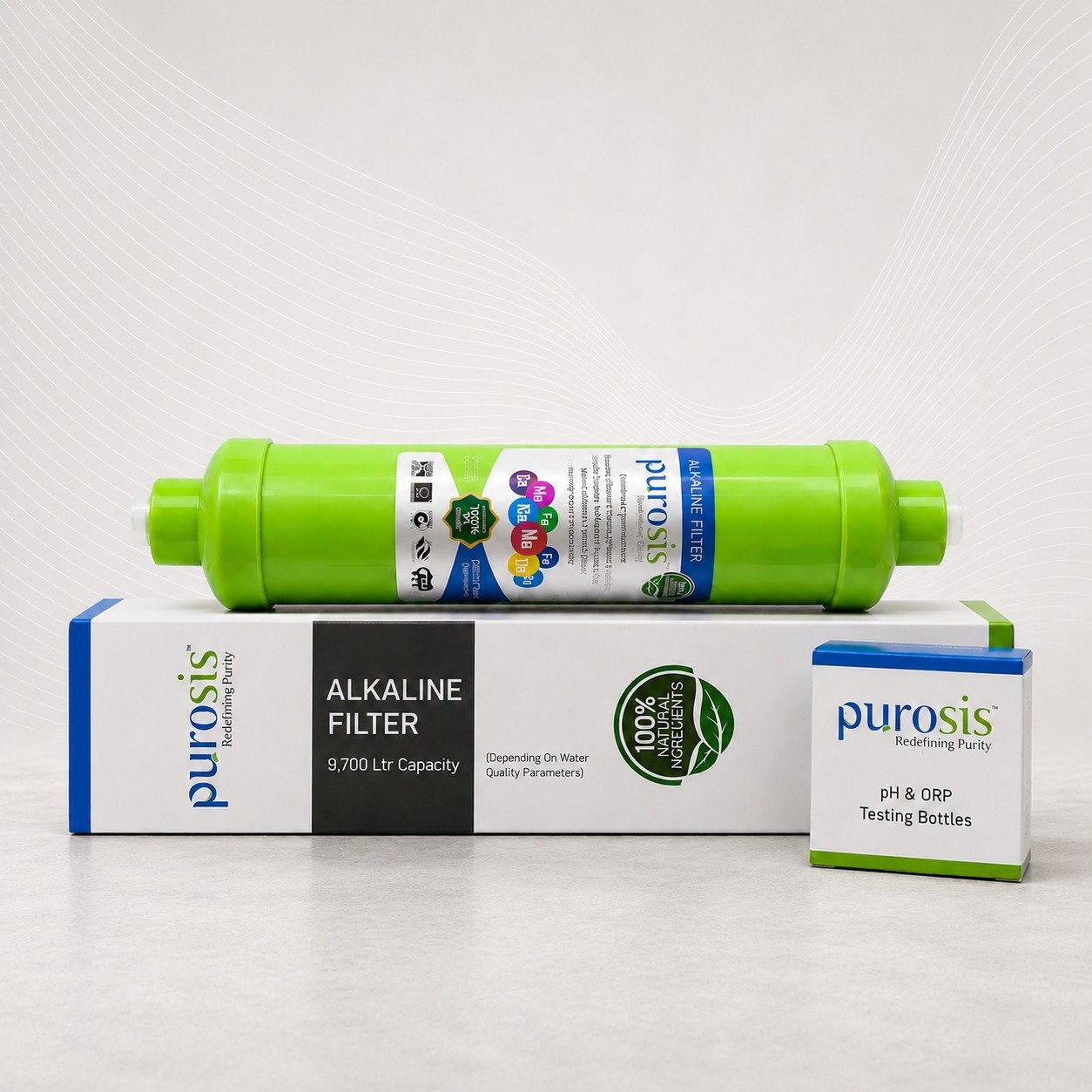 Purosis Alkaline Mineral Water Filter Cartridge with pH & ORP Testing Kit