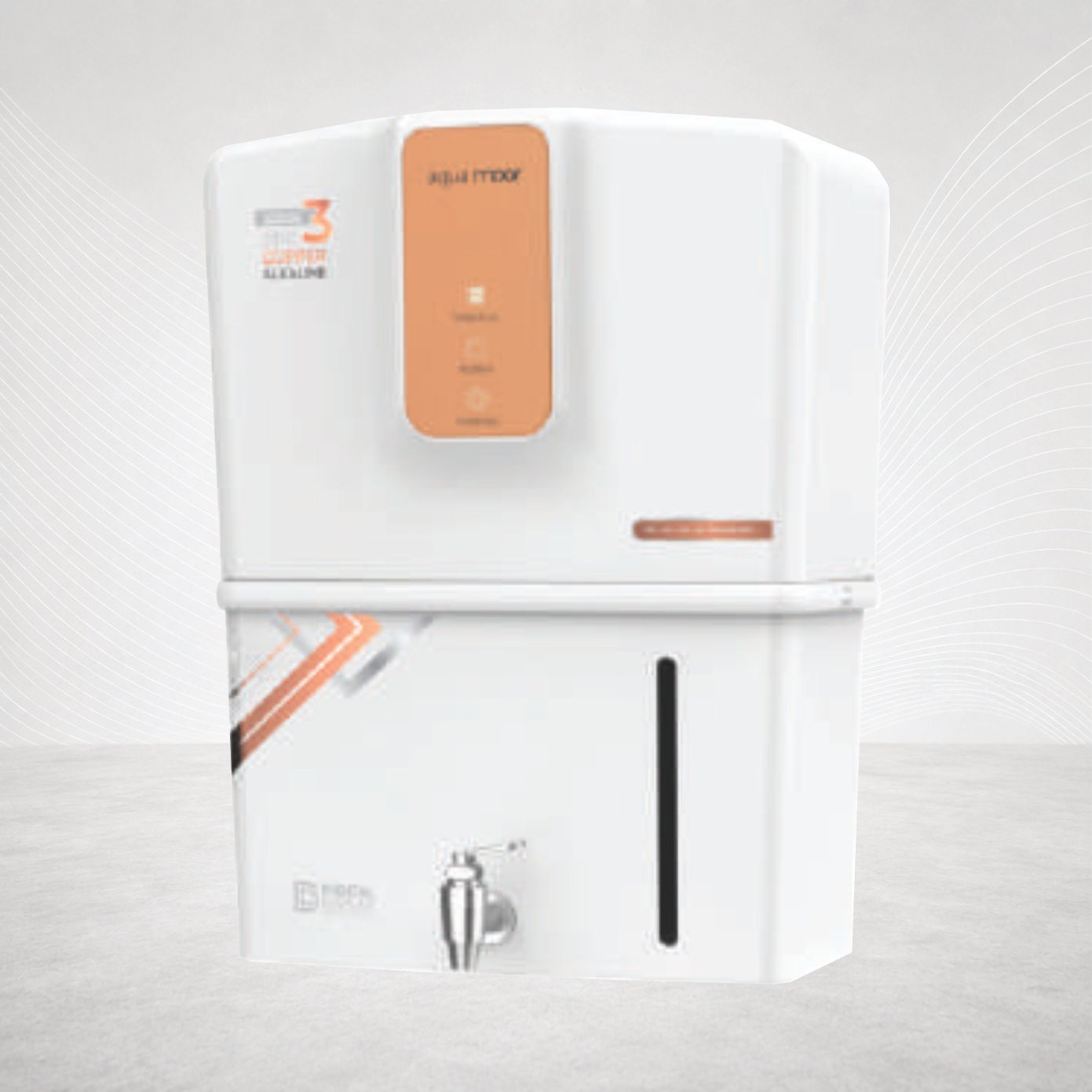 Aqua Moor Digital Display Water Purifier, Copper With Zinc Alkaline Technology, White + Orange Acrylic - 503