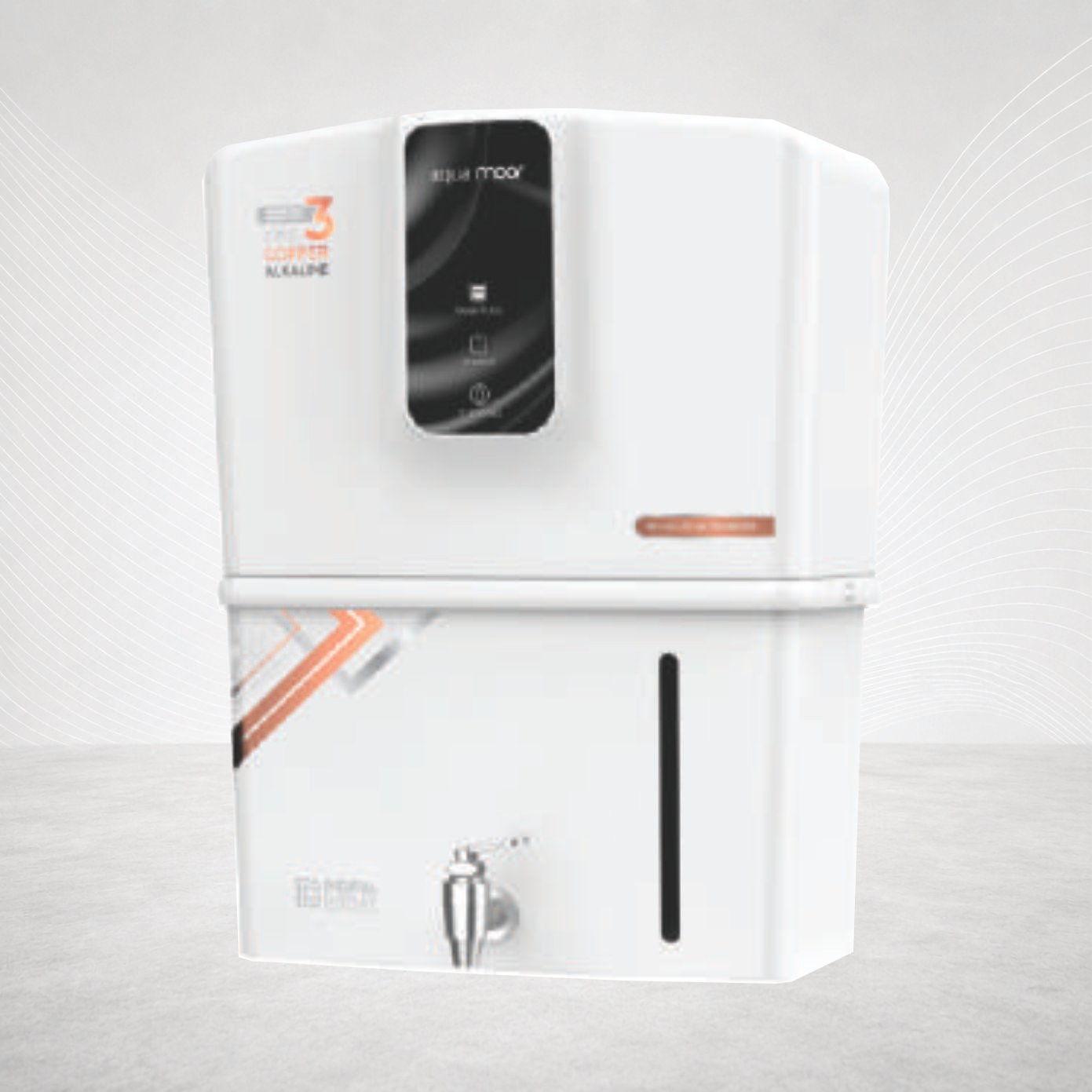 Aqua Moor Digital Display Water Purifier, Copper With Zinc Alkaline Technology, White + Black Acrylic - 506