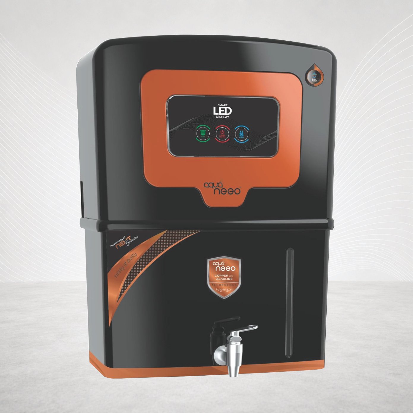 NILE AQUA NEEO 12 L RO + UV + UF + Minerals + TDS Control Water Purifier - Copper