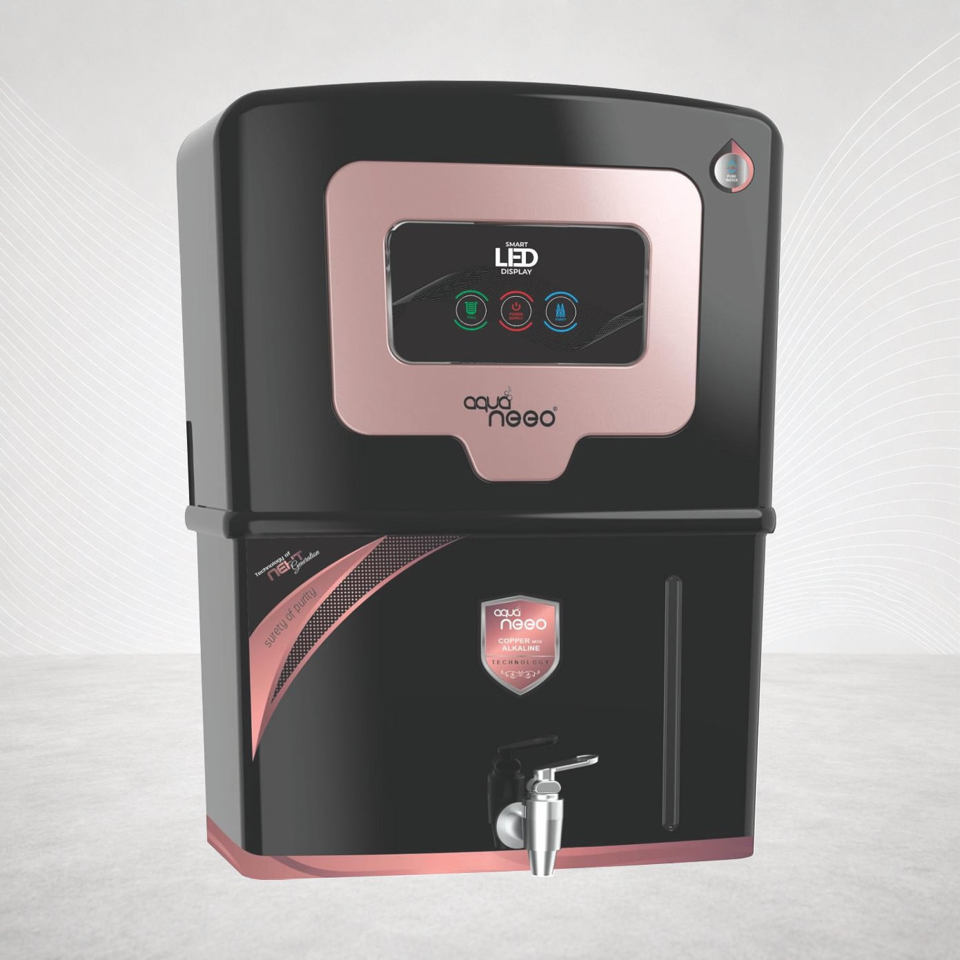NILE AQUA NEEO 12 L RO + UV + UF + Minerals + TDS Control Water Purifier - Rose Gold